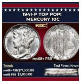 1941-p Mercury Dime TOP POP! 10c ms68+ FSB SEGS