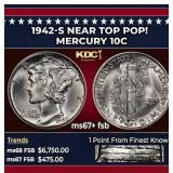 1942-s Mercury Dime Near Top Pop! 10c ms67+ fsb SE