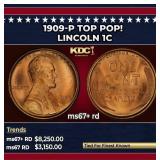 1909-p Lincoln Cent TOP POP! 1c ms67+ rd SEGS