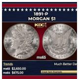 1891-p Morgan Dollar $1 ms65 SEGS