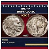 1917-p Buffalo Nickel 5c Grades ms63