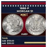 1888-p Morgan Dollar $1 Grades ms65+