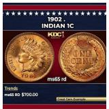1902 Indian Cent . 1c Grades ms65 rd