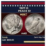 1927-d Peace Dollar $1 Grades ms63