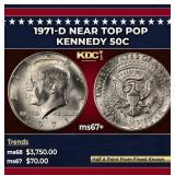 1971-d Kennedy Half Dollar Near Top Pop 50c ms67+