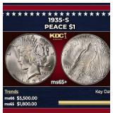 1935-s Peace Dollar $1 ms65+ SEGS