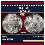 1934-d Peace Dollar $1 Grades ms64