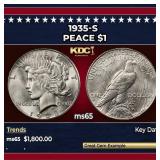 1935-s Peace Dollar $1 ms65 SEGS