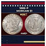 1886-p Morgan Dollar $1 Grades ms62+