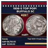 1936-s Buffalo Nickel TOP POP! 5c ms67+ SEGS