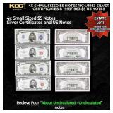 4x Small Sized $5 Notes 1934/1953 Silver Certifica