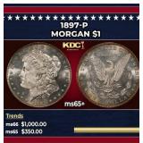1897-p Morgan Dollar $1 Grades ms65+