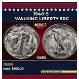 1940-s Walking Liberty Half Dollar 50c Grades ms65