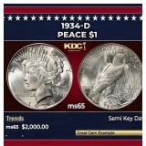 1934-d Peace Dollar $1 ms65 SEGS
