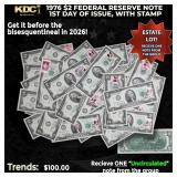 1x 1976 $2 Federal Reserve Note 1st Day of Issue,