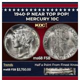 1940-p Mercury Dime Near Top Pop! 10c ms68 FSB SEG