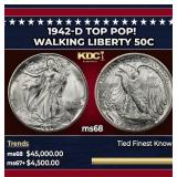 1942-d Walking Liberty Half Dollar TOP POP! 50c ms