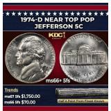 1974-d Jefferson Nickel Near Top Pop 5c ms66+ 5fs