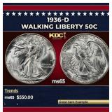 1936-d Walking Liberty Half Dollar 50c Grades ms65