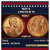 1921-s Lincoln Cent 1c ms64 rd SEGS