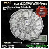15x **STAR NOTES** 1935 $1 Blue Seal Silver Certif