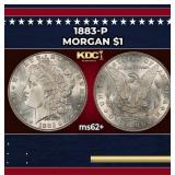 1883-p Morgan Dollar $1 Grades ms62+
