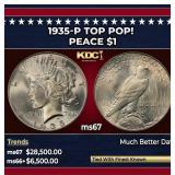 1935-p Peace Dollar TOP POP! $1 ms67 SEGS