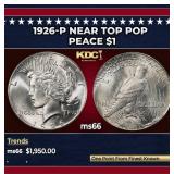 1926-p Peace Dollar Near Top Pop $1 ms66 SEGS