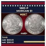 1883-p Morgan Dollar $1 Grades ms65+