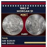 1882-p Morgan Dollar $1 Grades ms65+