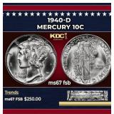 1940-d Mercury Dime 10c ms67 fsb SEGS