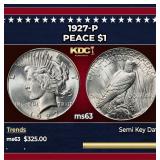 1927-p Peace Dollar $1 Grades ms63