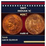 1907 Indian Cent . 1c ms66 rd SEGS