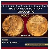 1938-d Lincoln Cent Near Top Pop 1c ms67 rd SEGS