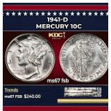 1941-d Mercury Dime 10c ms67 fsb SEGS