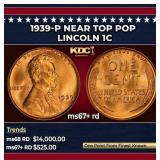 1939-p Lincoln Cent Near Top Pop 1c ms67+ rd SEGS