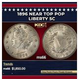 1896 Liberty Nickel Near Top Pop 5c ms66 SEGS