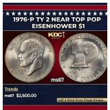 1976-p Ty 2 Eisenhower Dollar Near Top Pop $1 ms67
