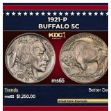 1921-p Buffalo Nickel 5c ms65 SEGS