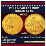 1911-p Gold Indian Quarter Eagle Near Top Pop! $2