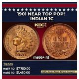 1901 Indian Cent Near Top Pop! 1c ms66+ rd SEGS