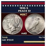 1935-s Peace Dollar $1 Grades ms63