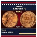1919-p Lincoln Cent 1c Grades ms66 rd