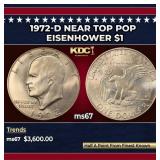 1972-d Eisenhower Dollar Near Top Pop $1 ms67 SEGS
