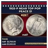 1925-p Peace Dollar Near Top Pop $1 ms67 SEGS