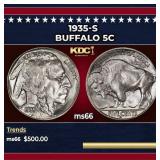 1935-s Buffalo Nickel 5c Grades ms66