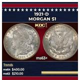 1921-d Morgan Dollar $1 Grades ms63+