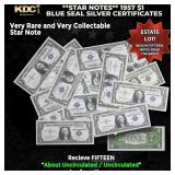15x **STAR NOTES** 1957 $1 Blue Seal Silver Certif