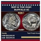 1937-d Buffalo Nickel TOP POP! 5c ms68+ SEGS