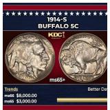 1914-s Buffalo Nickel 5c ms65+ SEGS